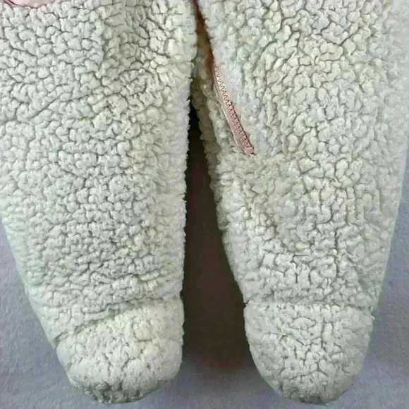 Jessica Simpson Baby Snowsuit Sz 6-9 Months Cream and Pink Fleece Lining Zipper - Picture 9 of 9